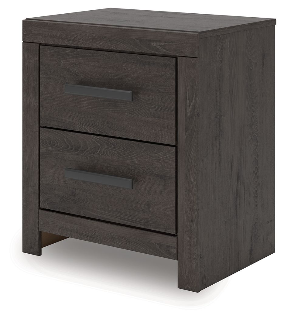 Prendonea - Two Drawer Night Stand - Charcoal