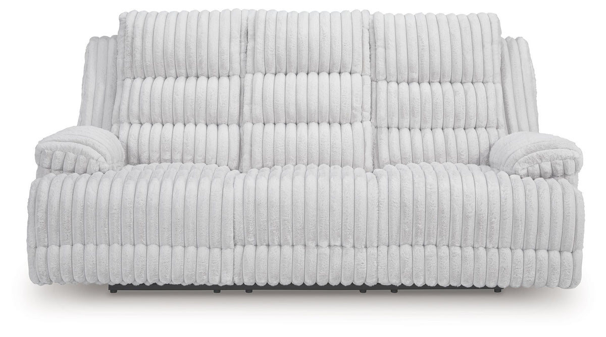 Rhines Falls - Reclining Power Sofa With Drop Down Table - Alloy