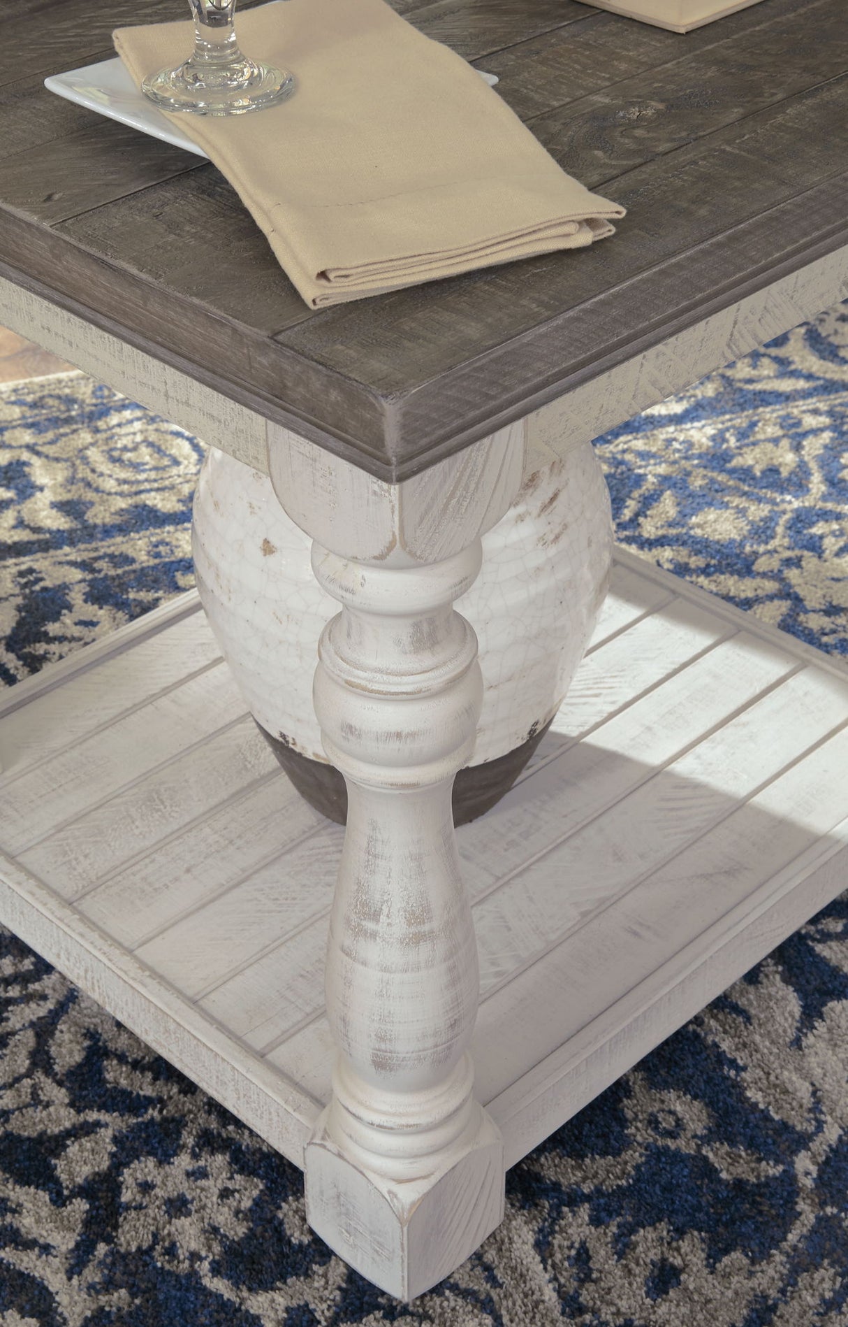 Havalance - Rectangular End Table - Gray / White