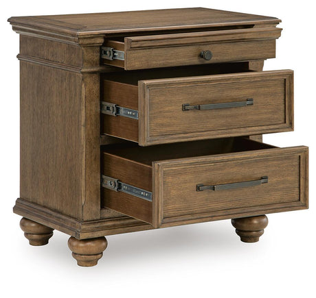 Karallin - Three Drawer Night Stand - Medium Brown