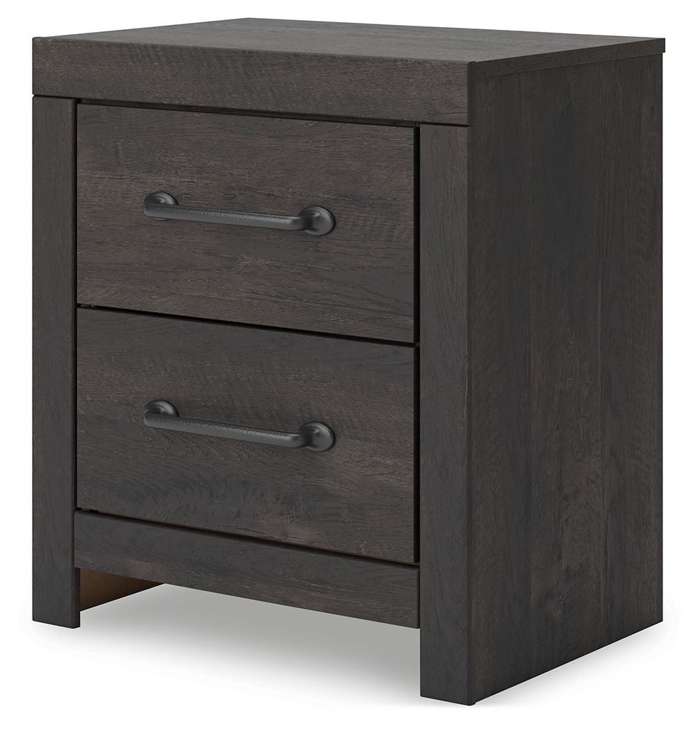 Hollivern - Two Drawer Night Stand - Dark Gray
