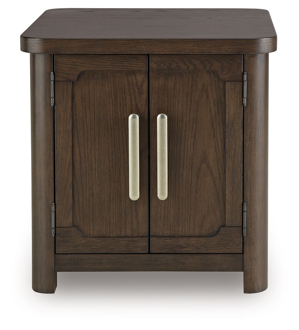 Breckington - Rectangular 2-door End Table - Dark Brown