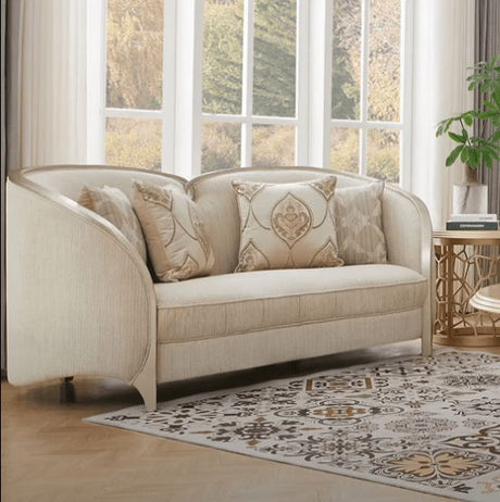 HD-7005 - Loveseat - Beige / Gold
