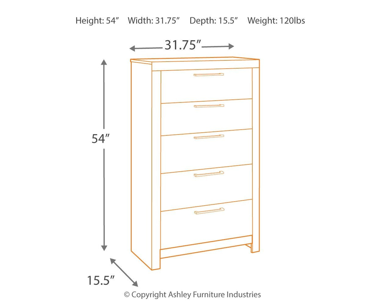 Derekson - Five Drawer Chest - Multi Gray