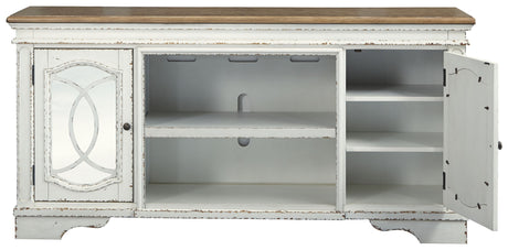 Realyn - XL TV Stand w/Fireplace Option - Chipped White