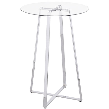 Furniture City Houma - Coaster - Zanella Round 30-inch Glass Top Bistro Bar Table Chrome - 100026