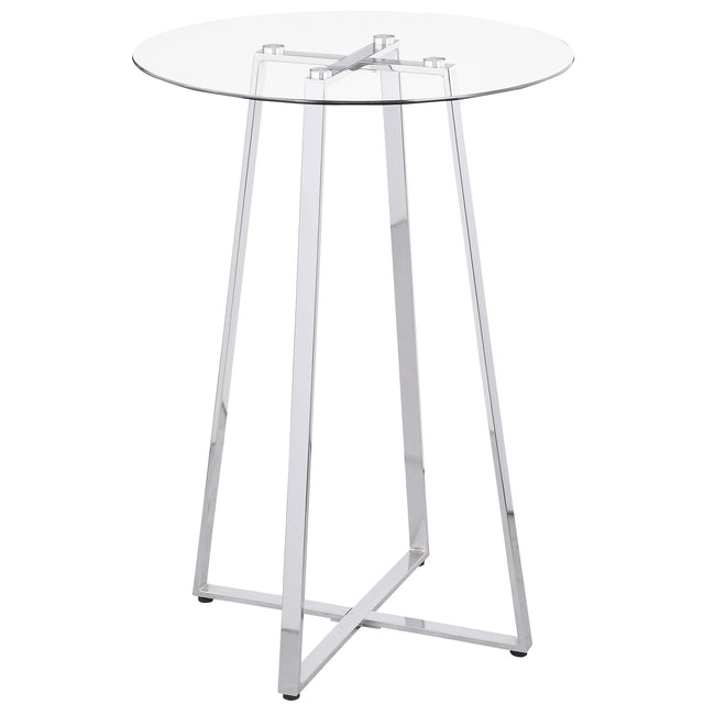 Furniture City Houma - Coaster - Zanella Round 30-inch Glass Top Bistro Bar Table Chrome - 100026