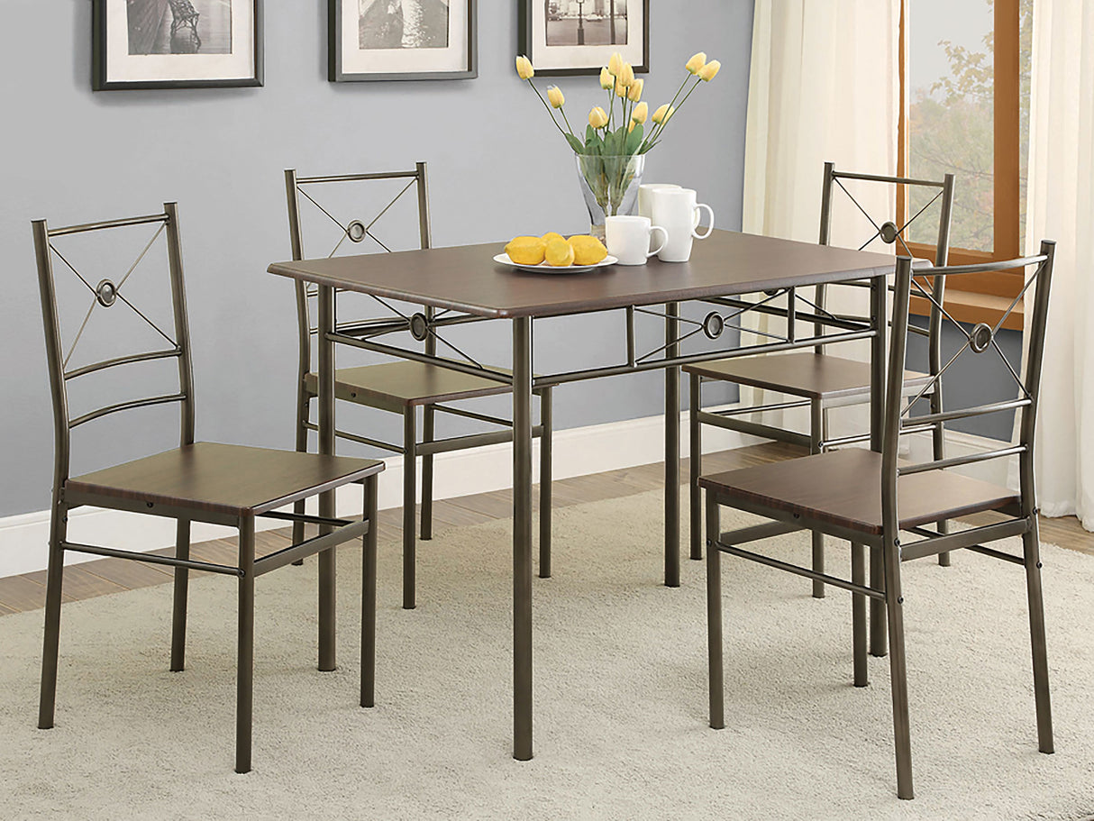 Furniture City Houma - Coaster - Anna 5-piece Rectangular Dining Table Set Dark Bronze - 100033