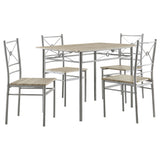 Furniture City Houma - Coaster - Anna 5-piece Rectangular Dining Table Set Silver - 100035