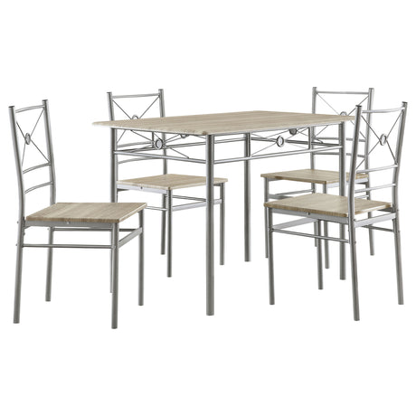 Furniture City Houma - Coaster - Anna 5-piece Rectangular Dining Table Set Silver - 100035