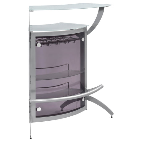 Furniture City Houma - Coaster - Dallas 2-shelf Curved Freestanding Home Bar Cabinet Silver - 100135