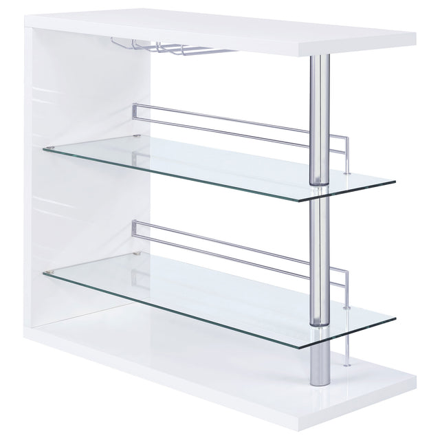Furniture City Houma - Coaster - Prescott Rectangular Home Bar Table White High Gloss - 100167
