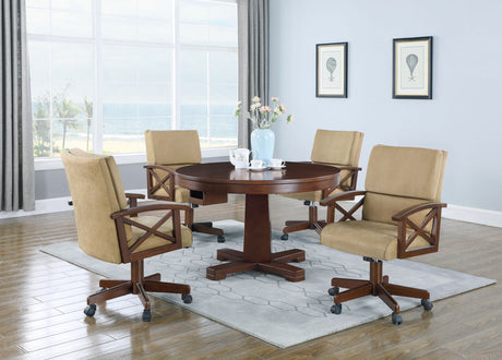 Furniture City Houma - Coaster - Marietta 5-piece 3-in-1 Dining and Game Table Set Tobacco - 100171-S5