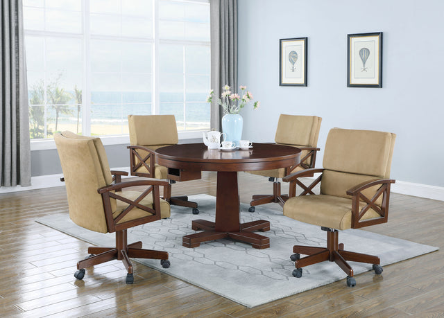 Furniture City Houma - Coaster - Marietta 5-piece 3-in-1 Dining and Game Table Set Tobacco - 100171-S5