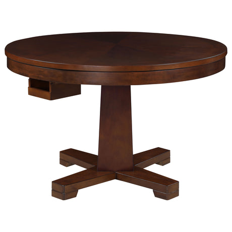 Furniture City Houma - Coaster - Marietta Round Dining and Billiard Poker Game Table Tobacco - 100171