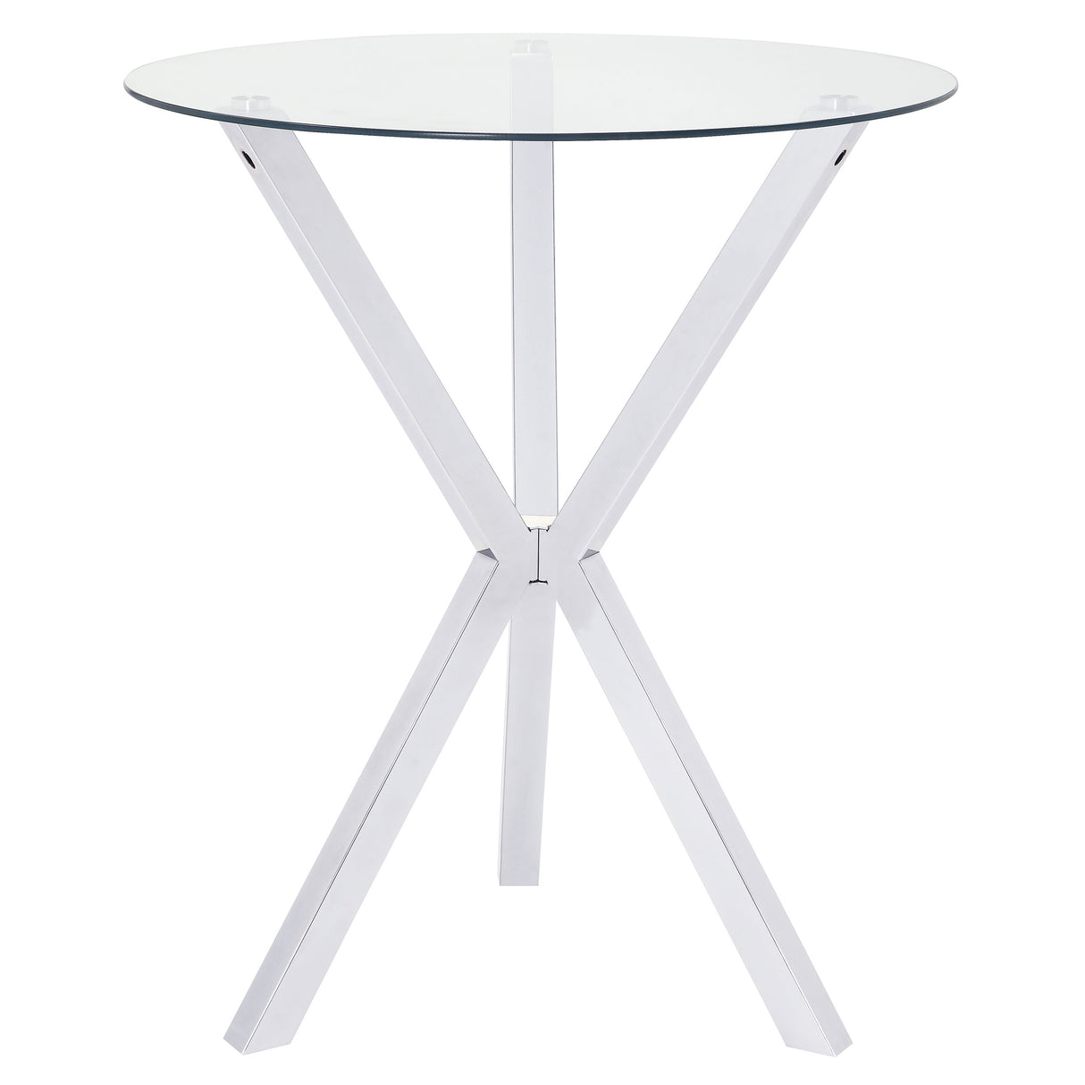 Furniture City Houma - Coaster - Denali Round 35-inch Glass Top Bistro Bar Table Chrome - 100186