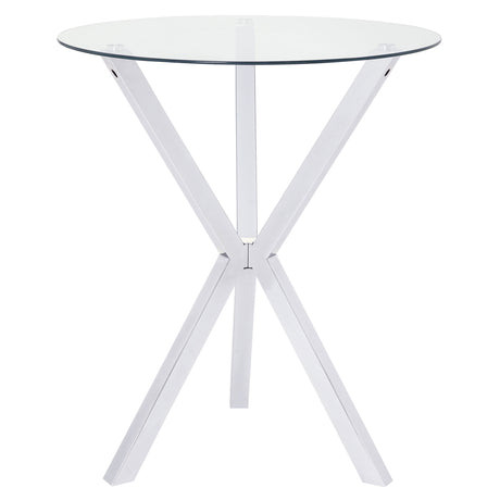 Furniture City Houma - Coaster - Denali Round 35-inch Glass Top Bistro Bar Table Chrome - 100186