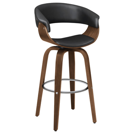 Furniture City Houma - Coaster - Zion Upholstered Swivel Bar Stool Walnut and Black - 100205