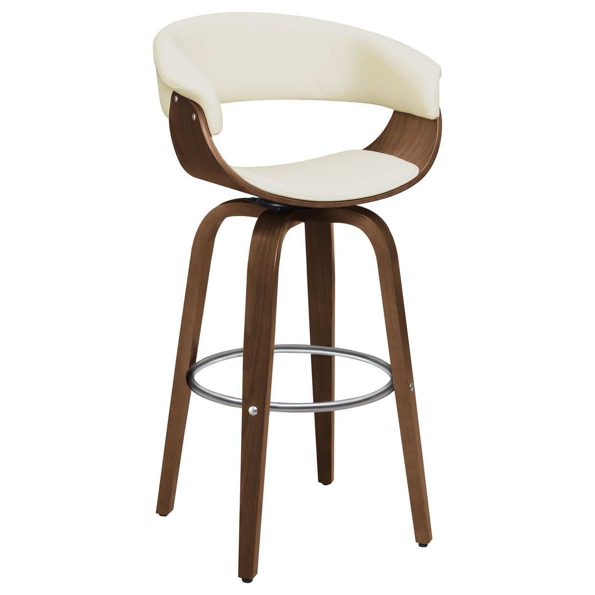 Furniture City Houma - Coaster - Zion Upholstered Swivel Bar Stool Walnut and Ecru - 100206