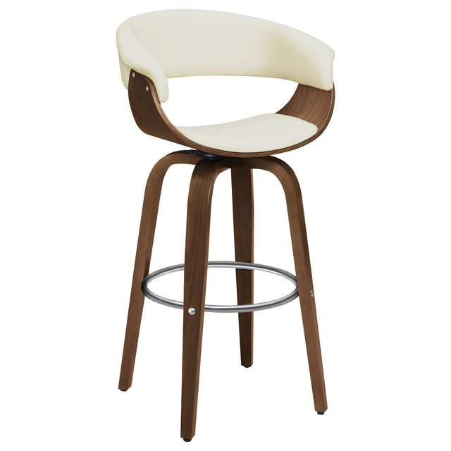 Furniture City Houma - Coaster - Zion Upholstered Swivel Bar Stool Walnut and Ecru - 100206