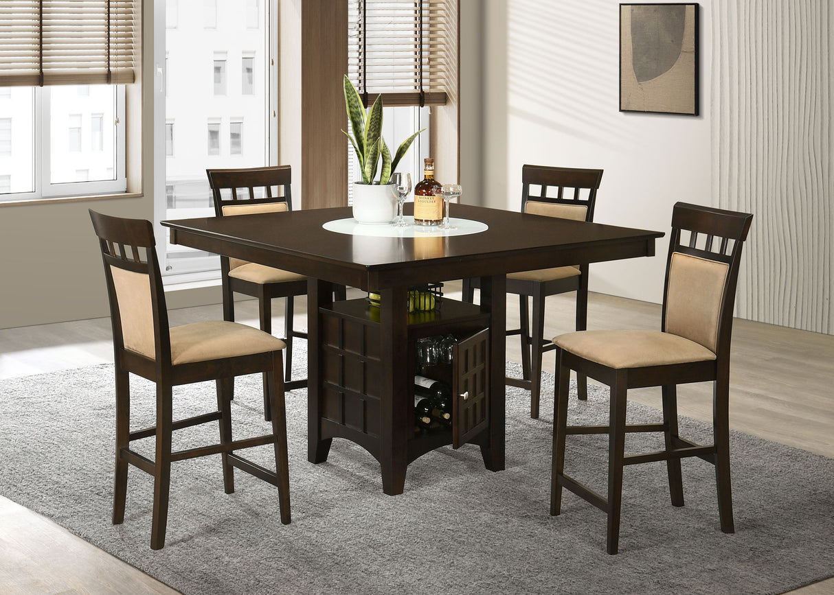 Furniture City Houma - Coaster - Gabriel 5-piece Square Counter Height Dining Set Cappuccino - 100438-S5A