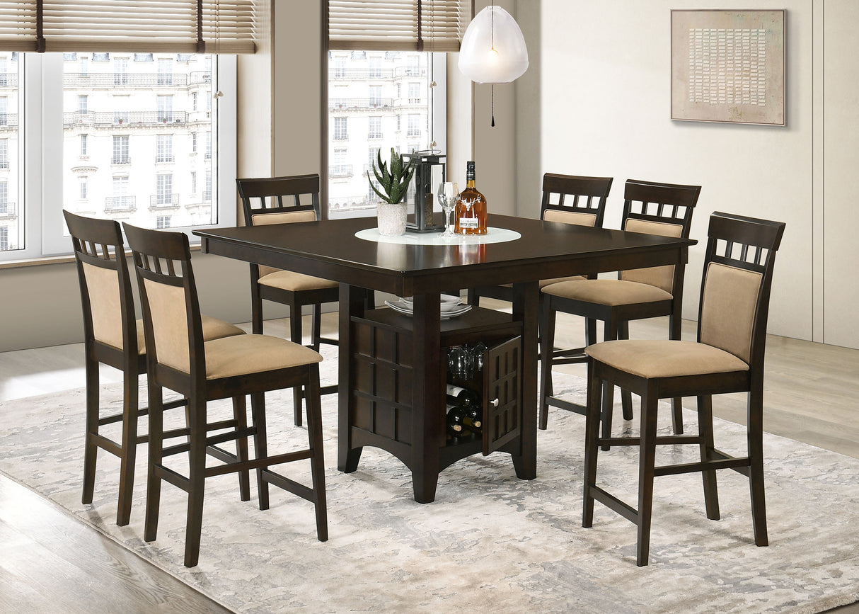 Furniture City Houma - Coaster - Gabriel 7-piece Square Counter Height Dining Set Cappuccino - 100438-S7A