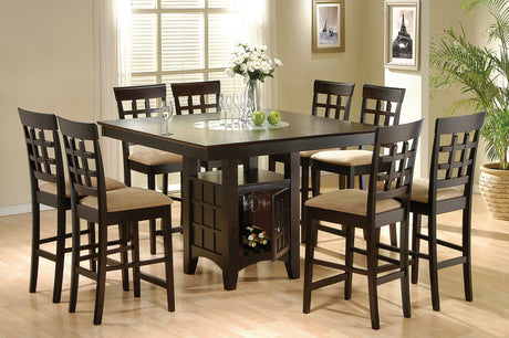 Furniture City Houma - Coaster - Gabriel 9-piece Square Counter Height Dining Set Cappuccino - 100438-S9