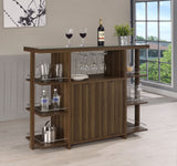 Furniture City Houma - Coaster - Evelio 6-shelf Glass Top Home Bar Wine Cabinet Walnut - 100439