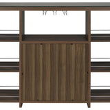 Evelio 6-shelf Glass Top Home Bar Wine Cabinet Walnut