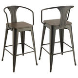 Furniture City Houma - Coaster - Cavalier Metal Bar Chair Dark Elm and Matte Black (Set of 2) - 100737