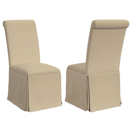 Furniture City Houma - Coaster - Shawna Upholstered Skirted Side Chair Light Khaki (Set of 2) - 100747