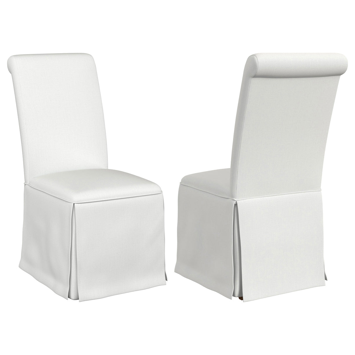 Furniture City Houma - Coaster - Shawna Upholstered Skirted Side Chair White (Set of 2) - 100748