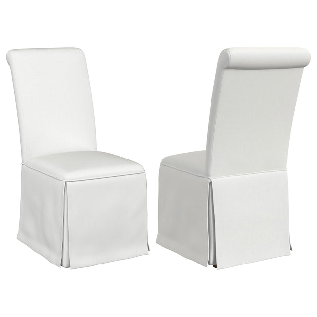 Furniture City Houma - Coaster - Shawna Upholstered Skirted Side Chair White (Set of 2) - 100748