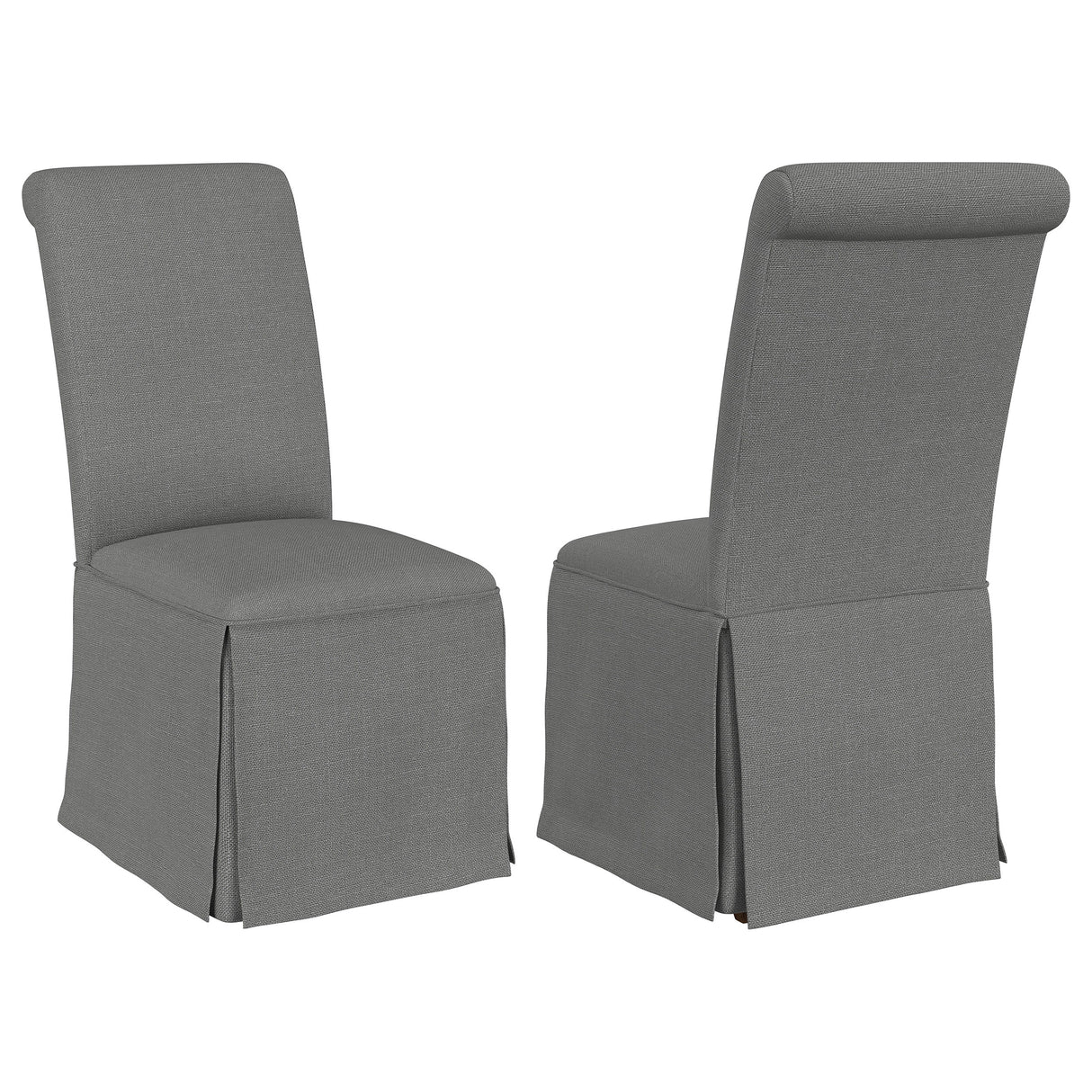 Furniture City Houma - Coaster - Shawna Upholstered Skirted Side Chair Light Grey (Set of 2) - 100749