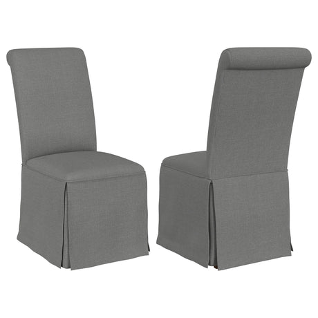 Furniture City Houma - Coaster - Shawna Upholstered Skirted Side Chair Light Grey (Set of 2) - 100749