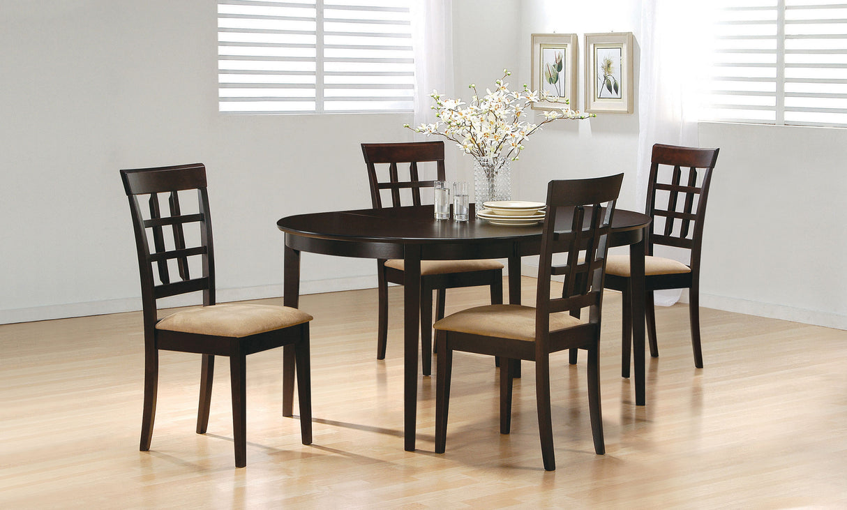 Furniture City Houma - Coaster - Gabriel 5-piece Extension Leaf Dining Table Set Cappuccino - 100770-S5
