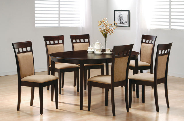Furniture City Houma - Coaster - Gabriel 7-piece Extension Leaf Dining Table Set Cappuccino - 100770-S7A