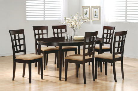Furniture City Houma - Coaster - Gabriel 7-piece Extension Leaf Dining Table Set Cappuccino - 100770-S7