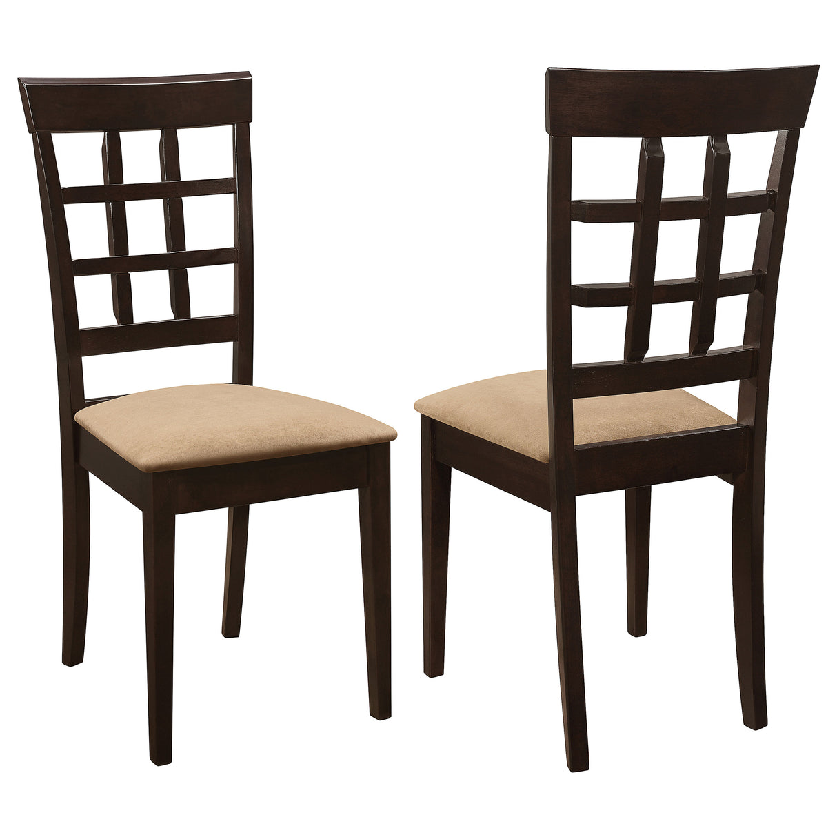 Furniture City Houma - Coaster - Gabriel Lattice Back Dining Side Chair Cappuccino (Set of 2) - 100772