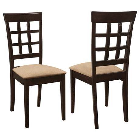 Furniture City Houma - Coaster - Gabriel Lattice Back Dining Side Chair Cappuccino (Set of 2) - 100772