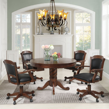 Furniture City Houma - Coaster - Turk 5-piece 3-in-1 Dining and Game Table Set Tobacco - 100871-S5