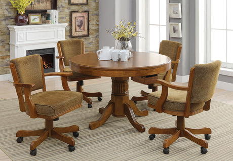 Furniture City Houma - Coaster - Mitchell 5-piece 3-in-1 Dining and Game Table Set Amber - 100951-S5
