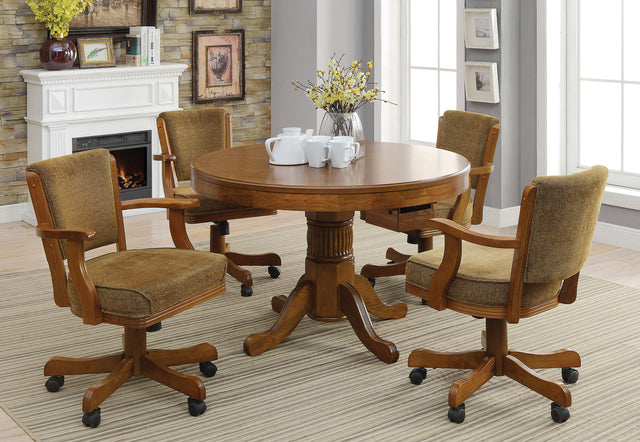 Furniture City Houma - Coaster - Mitchell 5-piece 3-in-1 Dining and Game Table Set Amber - 100951-S5