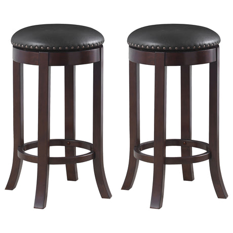 Furniture City Houma - Coaster - Aboushi Backless Swivel Bar Stool Brown (Set of 2) - 101060