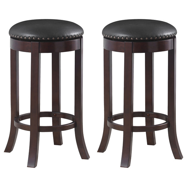 Furniture City Houma - Coaster - Aboushi Backless Swivel Bar Stool Brown (Set of 2) - 101060