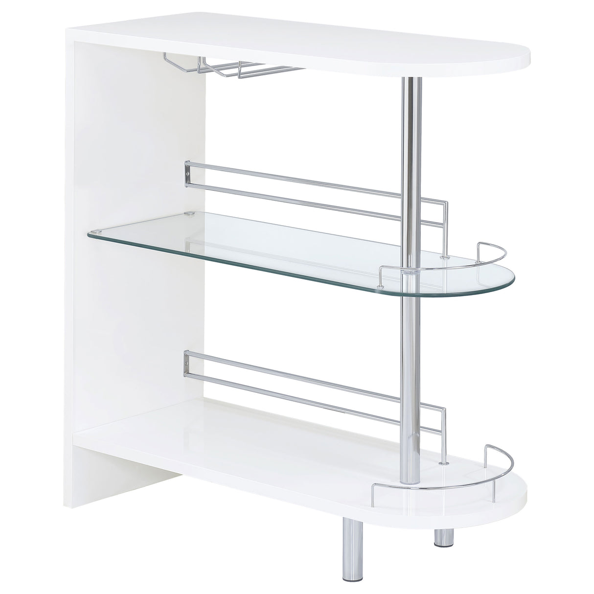 Furniture City Houma - Coaster - Adolfo Rectangular 2-tier Home Bar Table White High Gloss - 101064