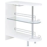 Furniture City Houma - Coaster - Adolfo Rectangular 2-tier Home Bar Table White High Gloss - 101064