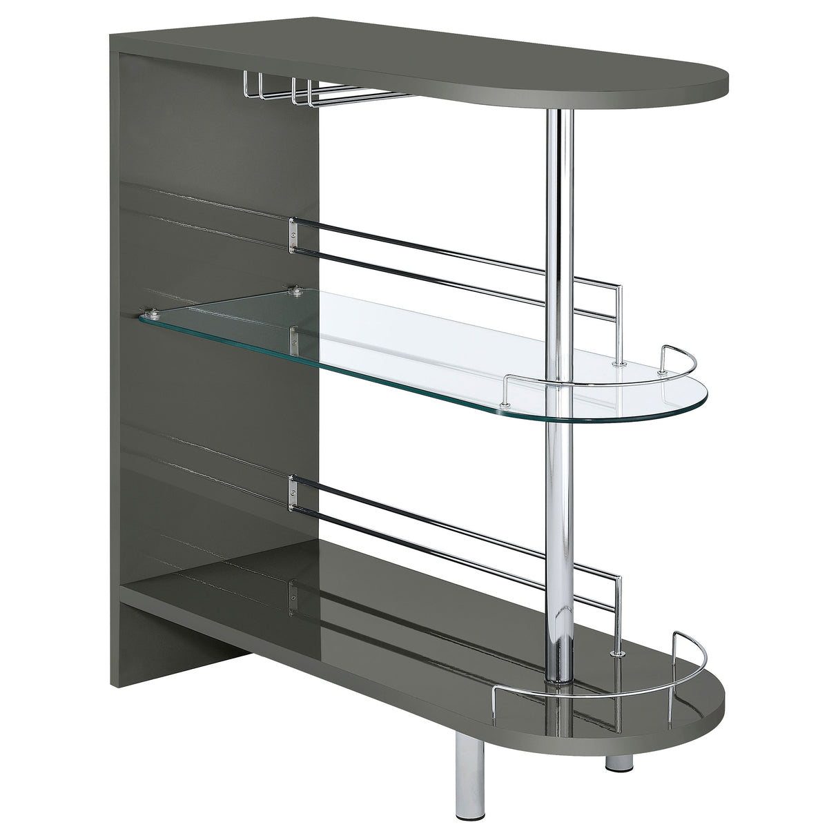 Furniture City Houma - Coaster - Adolfo Rectangular 2-tier Home Bar Table Grey High Gloss - 101073