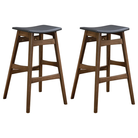 Furniture City Houma - Coaster - Finnick Cushioned Backless Bar Stool Walnut (Set of 2) - 101437