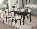 Furniture City Houma - Coaster - Louise 5-piece Rectangular Extension Leaf Dining Set Black - 101561-S5